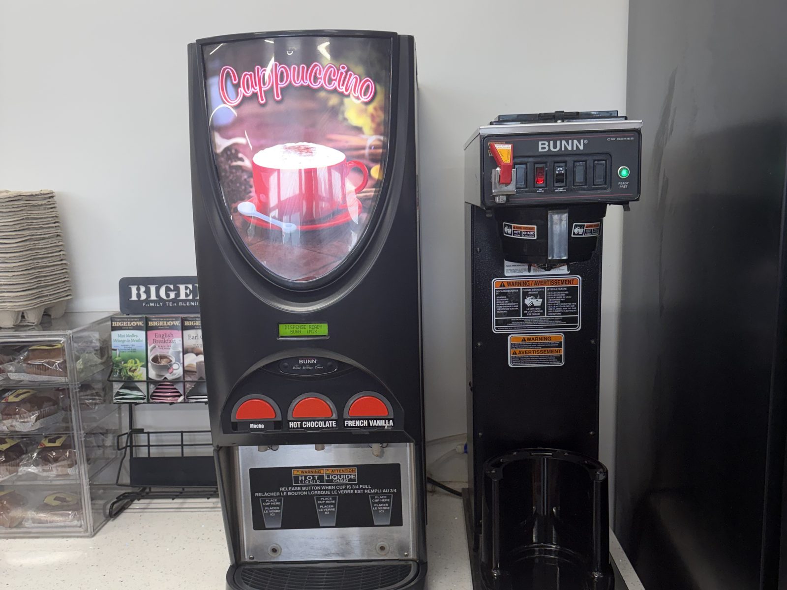 BUNN cappuccino and coffee machines inside Mountain View Gas
